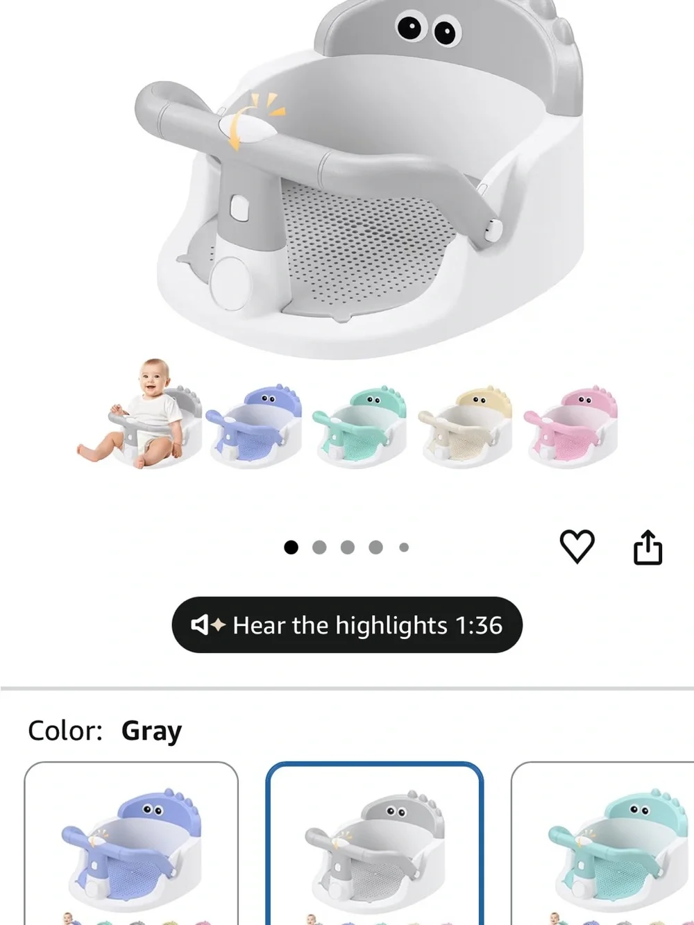 Gray Baby Support Seat with Front Safety Bar